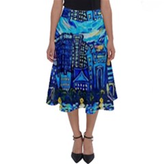 Starry Night Van Gogh Painting Art City Scape Perfect Length Midi Skirt by Modalart