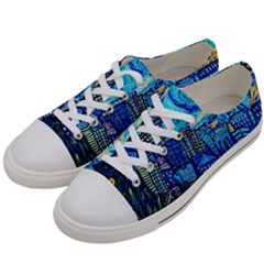 Starry Night Van Gogh Painting Art City Scape Men s Low Top Canvas Sneakers by Modalart