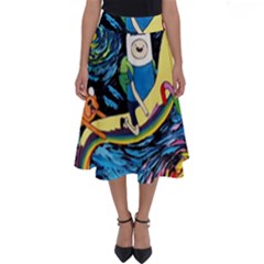 Adventure Time Art Starry Night Van Gogh Perfect Length Midi Skirt by Modalart