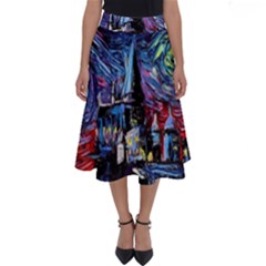 Castle Hogwarts Starry Night Print Van Gogh Parody Perfect Length Midi Skirt by Modalart