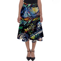 The Great Wall Nature Painting Starry Night Van Gogh Perfect Length Midi Skirt by Modalart