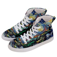 The Great Wall Nature Painting Starry Night Van Gogh Men s Hi-top Skate Sneakers by Modalart