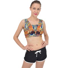 Tardis Starry Night Doctor Who Van Gogh Parody V-back Sports Bra by Modalart