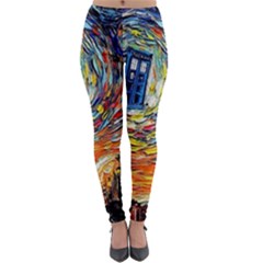 Tardis Starry Night Doctor Who Van Gogh Parody Lightweight Velour Leggings by Modalart
