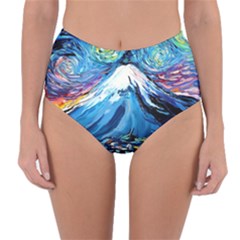 Mount Fuji Art Starry Night Van Gogh Reversible High-waist Bikini Bottoms by Modalart