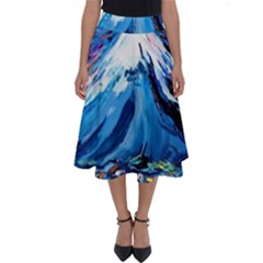 Mount Fuji Art Starry Night Van Gogh Perfect Length Midi Skirt by Modalart