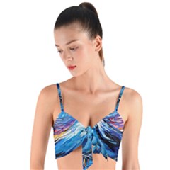 Mount Fuji Art Starry Night Van Gogh Woven Tie Front Bralet by Modalart