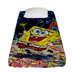 Art Cartoon Starry Night Van Gogh Fitted Sheet (single Size) by Modalart