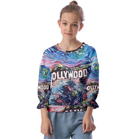 Hollywood Art Starry Night Van Gogh Kids  Cuff Sleeve Top by Modalart