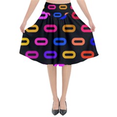 Pattern Background Structure Black Flared Midi Skirt by Pakjumat