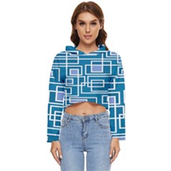 Geometric Rectangle Shape Linear Women s Lightweight Cropped Hoodie by Pakjumat