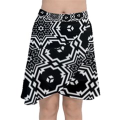 Black And White Pattern Background Structure Chiffon Wrap Front Skirt by Pakjumat