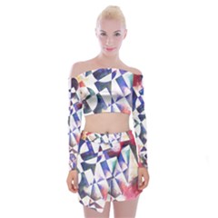 Abstract Art Work 1 Off Shoulder Top With Mini Skirt Set by mbs123