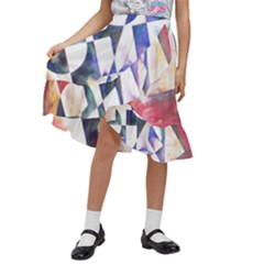 Abstract Art Work 1 Kids  Ruffle Flared Wrap Midi Skirt by mbs123