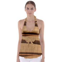 Architecture Art Boxes Brown Tie Back Tankini Top by Amaryn4rt
