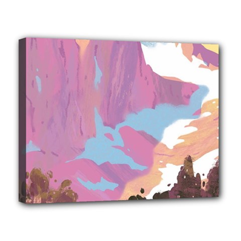 Pink Mountains Grand Canyon Psychedelic Mountain Canvas 14  X 11  (stretched) by Modalart