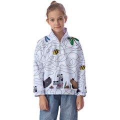 Dog Puzzle Maze Bee Butterfly Kids  Half Zip Hoodie by Modalart