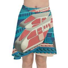 Leaves Boho Plant Bohemian Drawing Chiffon Wrap Front Skirt by Modalart