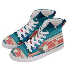 Leaves Boho Plant Bohemian Drawing Women s Hi-top Skate Sneakers by Modalart