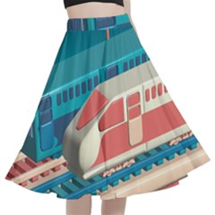 Leaves Boho Plant Bohemian Drawing A-line Full Circle Midi Skirt With Pocket by Modalart