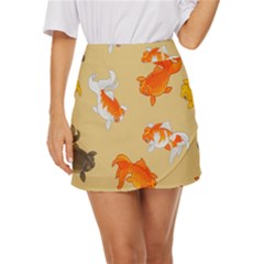 Gold Fish Seamless Pattern Background Mini Front Wrap Skirt by Bedest