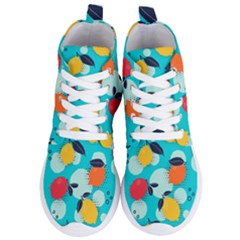 Pop Art Style Citrus Seamless Pattern Women s Lightweight High Top Sneakers by Bedest