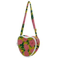 Pink Flower Seamless Pattern Heart Shoulder Bag by Bedest