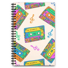 Seamless Pattern With Colorful Cassettes Hippie Style Doodle Musical Texture Wrapping Fabric Vector 5 5  X 8 5  Notebook by Bedest