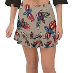 Tattoos Colorful Seamless Pattern Fishtail Mini Chiffon Skirt by Bedest