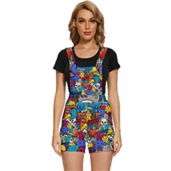 Graffiti Characters Seamless Pattern Short Overalls by Bedest