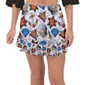 Full Color Flash Tattoo Patterns Fishtail Mini Chiffon Skirt View1