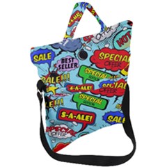 Comic Bubbles Seamless Pattern Fold Over Handle Tote Bag by Bedest