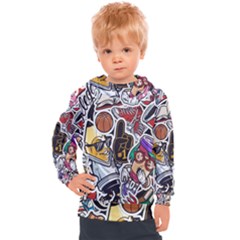 Vintage College Colorful Seamless Pattern Kids  Hooded Pullover by Bedest