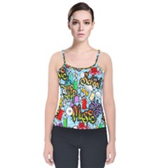 Graffiti Characters Seamless Patterns Velvet Spaghetti Strap Top by Bedest