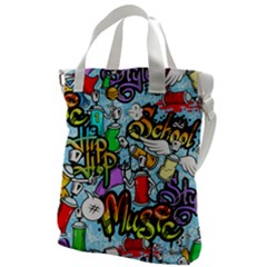 Graffiti Characters Seamless Patterns Canvas Messenger Bag by Bedest