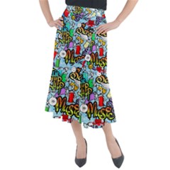 Graffiti Characters Seamless Patterns Midi Mermaid Skirt by Bedest