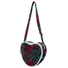 Vintage Flash Tattoos Designs Seamless Pattern Heart Shoulder Bag by Bedest