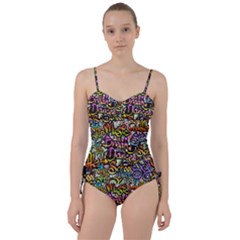 Graffiti Word Seamless Pattern Sweetheart Tankini Set by Bedest