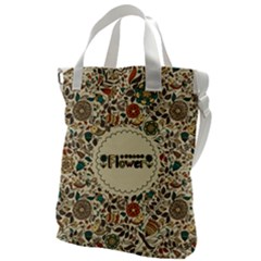 Seamless Pattern With Flower Birds Canvas Messenger Bag by Bedest