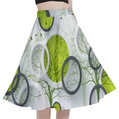 Circles Still Life A-line Full Circle Midi Skirt With Pocket by Pakjumat