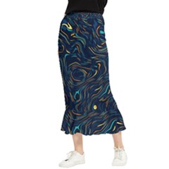 Colorful Abstract Pattern Creative Colorful Line Linear Background Maxi Fishtail Chiffon Skirt by Pakjumat
