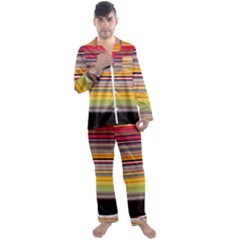 Neopolitan Horizontal Lines Strokes Men s Long Sleeve Satin Pajamas Set by Pakjumat