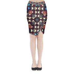 Symmetry Geometric Pattern Texture Midi Wrap Pencil Skirt by Pakjumat