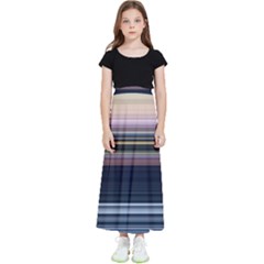 Horizontal Line Strokes Color Lines Kids  Flared Maxi Skirt by Pakjumat