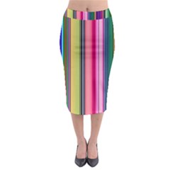 Pastel Colors Striped Pattern Midi Pencil Skirt by Pakjumat