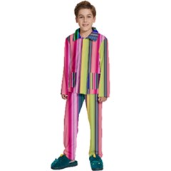 Pastel Colors Striped Pattern Kids  Long Sleeve Velvet Pajamas Set by Pakjumat