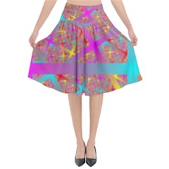 Geometric Abstract Colorful Flared Midi Skirt by Pakjumat