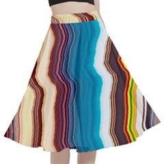 Line Vertical Lines Color Lines A-line Full Circle Midi Skirt With Pocket by Pakjumat