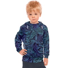 Abstract Blue Wave Texture Patten Kids  Hooded Pullover by Pakjumat