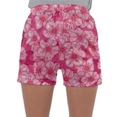 Cute Pink Sakura Flower Pattern Sleepwear Shorts by Pakjumat